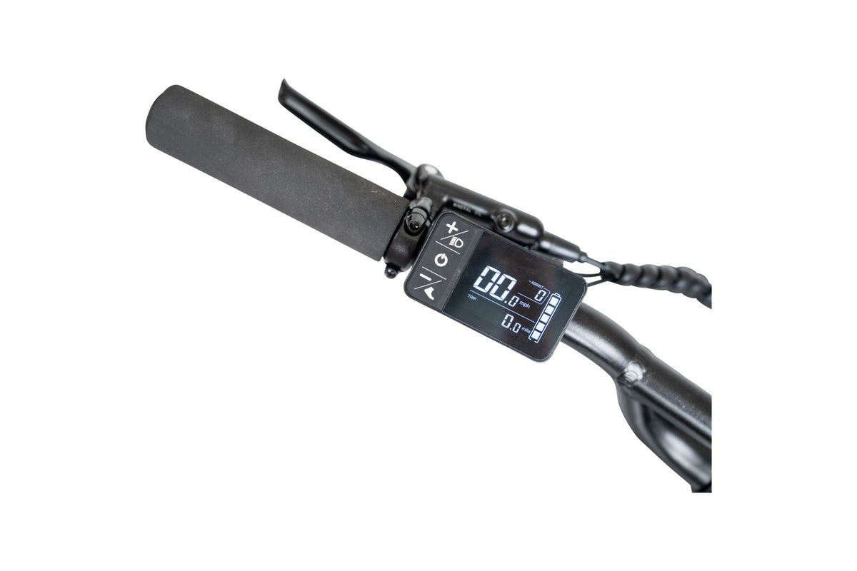 Close up of the left shifter and handlebar on the Priority E-Sauce.