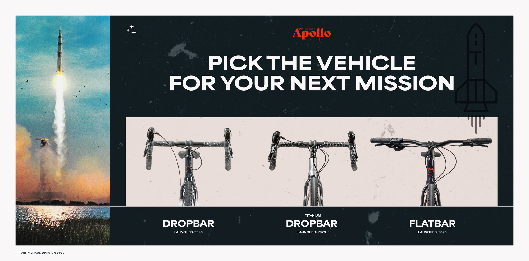 Pick the vehicle for your next mission. Drop Bar, Flat Bar, Drop Bar Titanium
