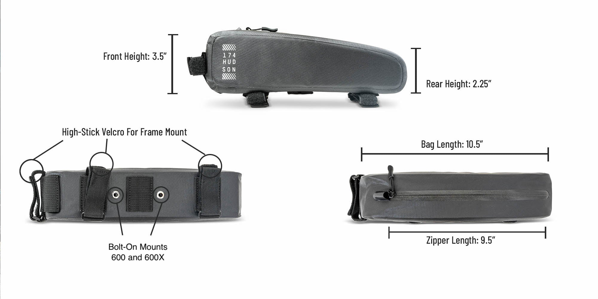 174HUDSON Top Tube Bag – Priority Bicycles - Main Image