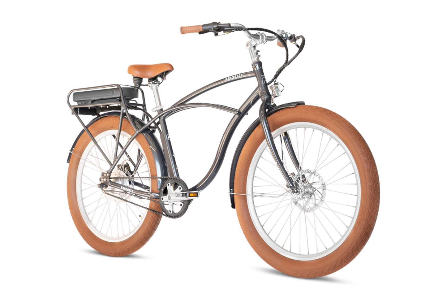 electric beach cruiser bicycle Priority E-COAST Belt Drive Bike | Step-Through | Gloss White