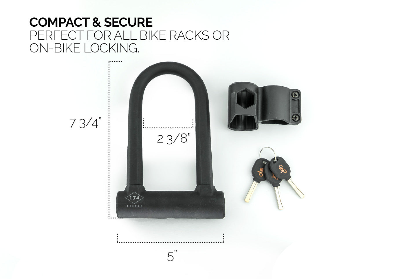 174HUDSON Small U-Lock for all bike racks or on-bike locking
